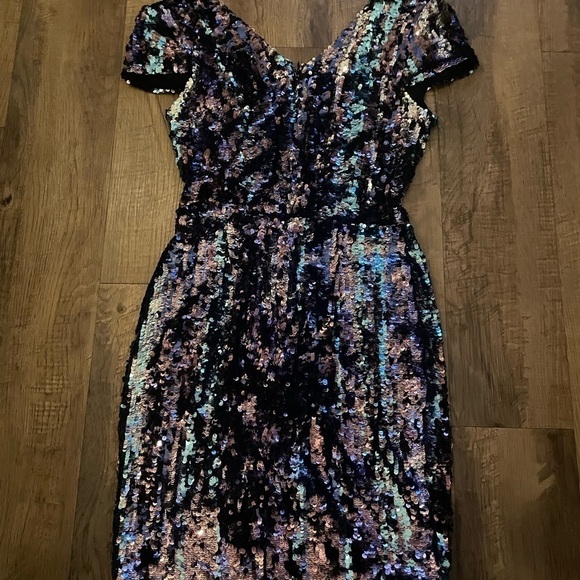 DRESS THE POPULATION Zoe Brushstroke Mini Dress - Picture 3 of 4